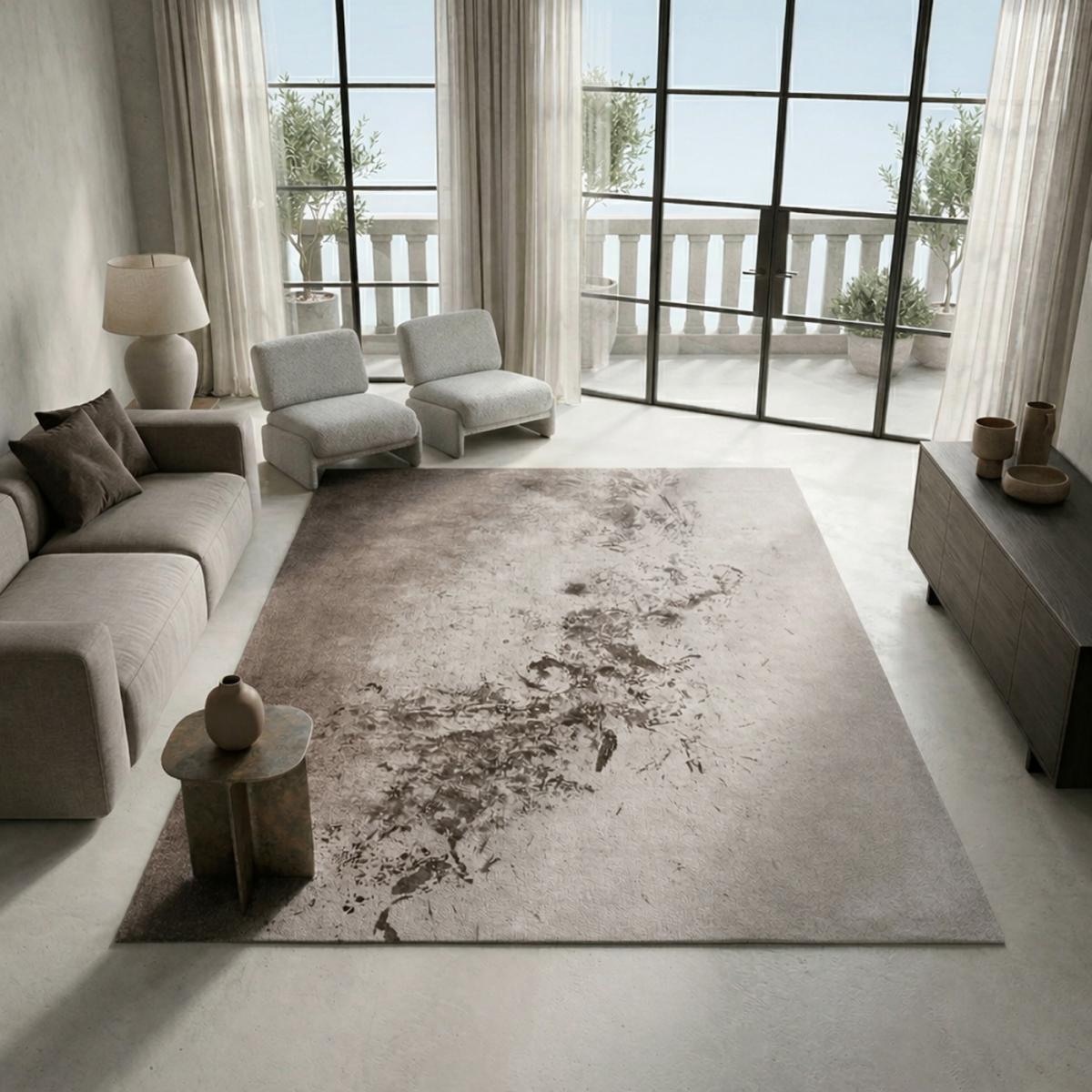 Tapis salon NOLTA , tapis en coton gris, UN AMOUR DE TAPIS