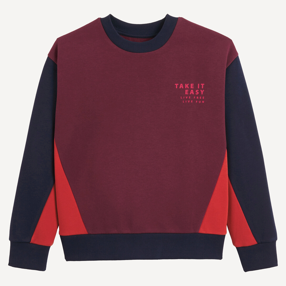 Sudadera con motivo estampado en el pecho rojo/azul oscuro, LA REDOUTE COLLECTIONS