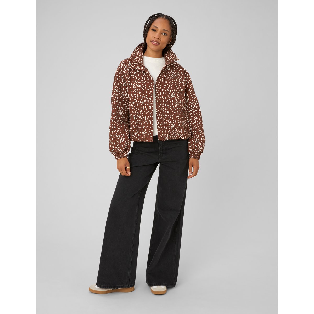 Blouson léger imprimé marron, BZB