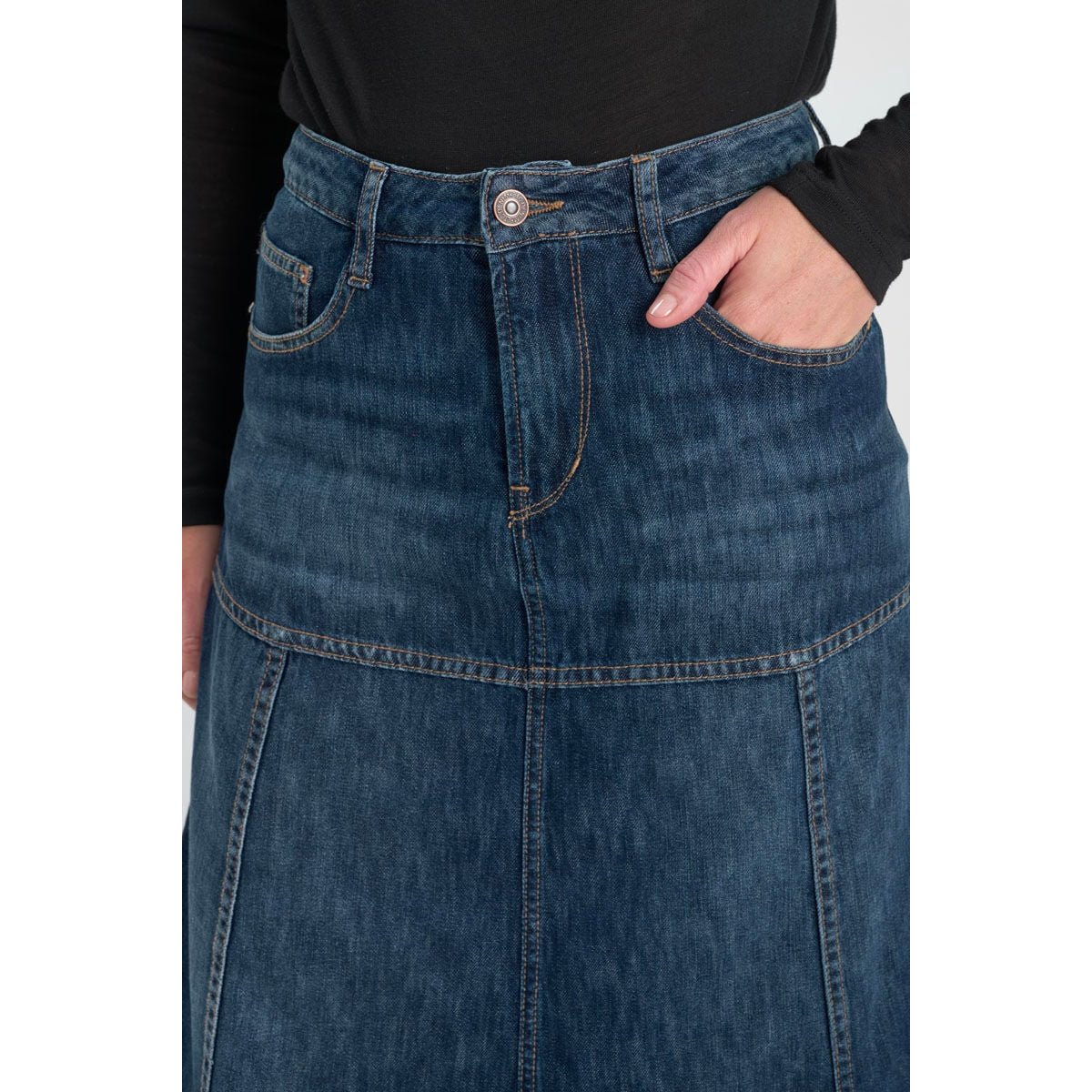 Jupe evasée, patineuse en jeans FANY blue, LE TEMPS DES CERISES