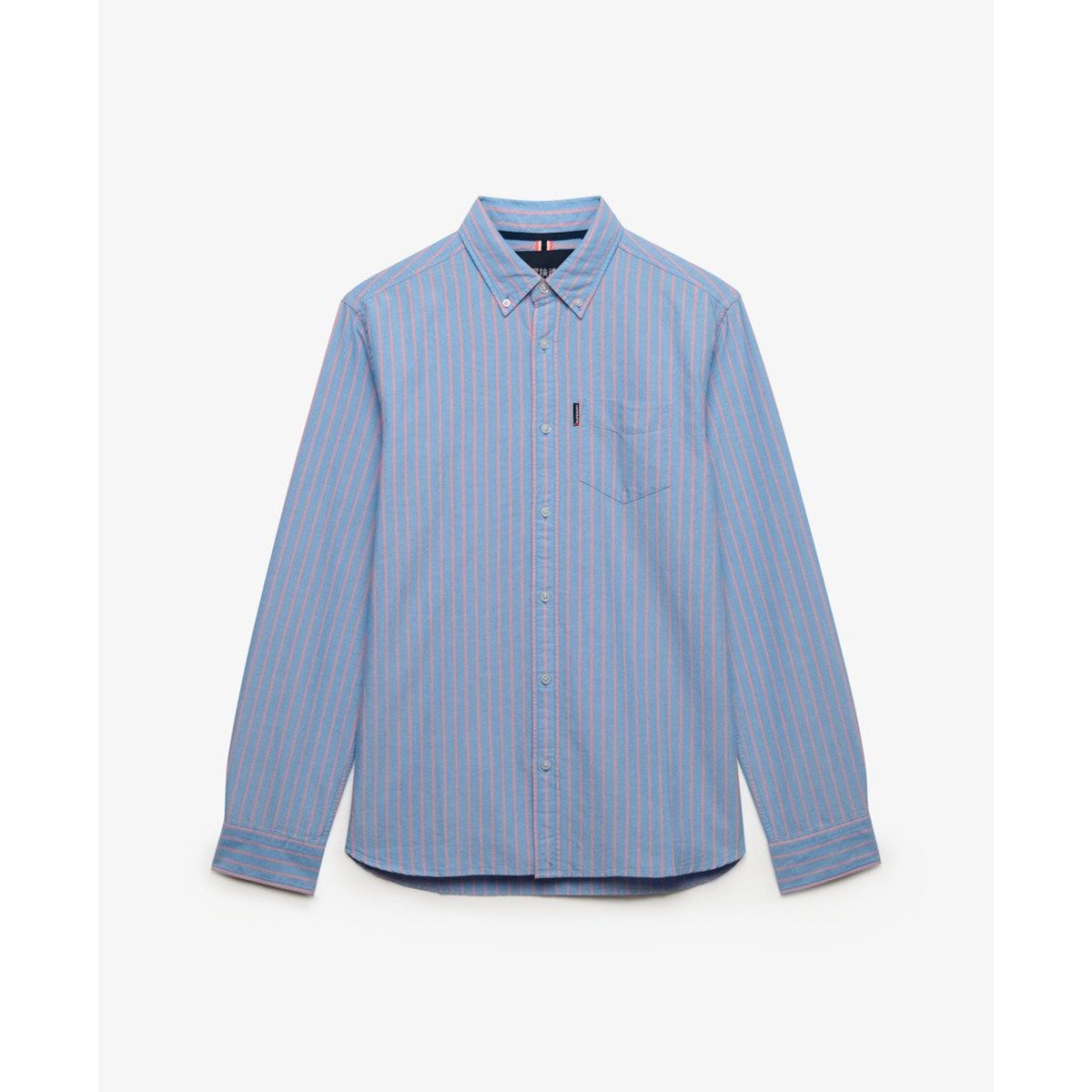 Chemise Oxford Essentielle à Manches Longues rayé bleu/rose, SUPERDRY