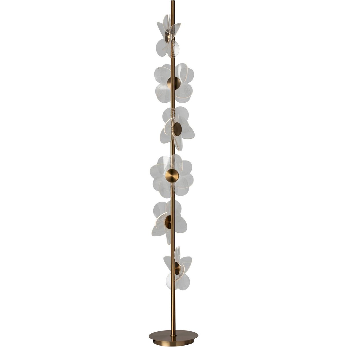 Lampadaire fleurs en métal doré, RECOLLECTION
