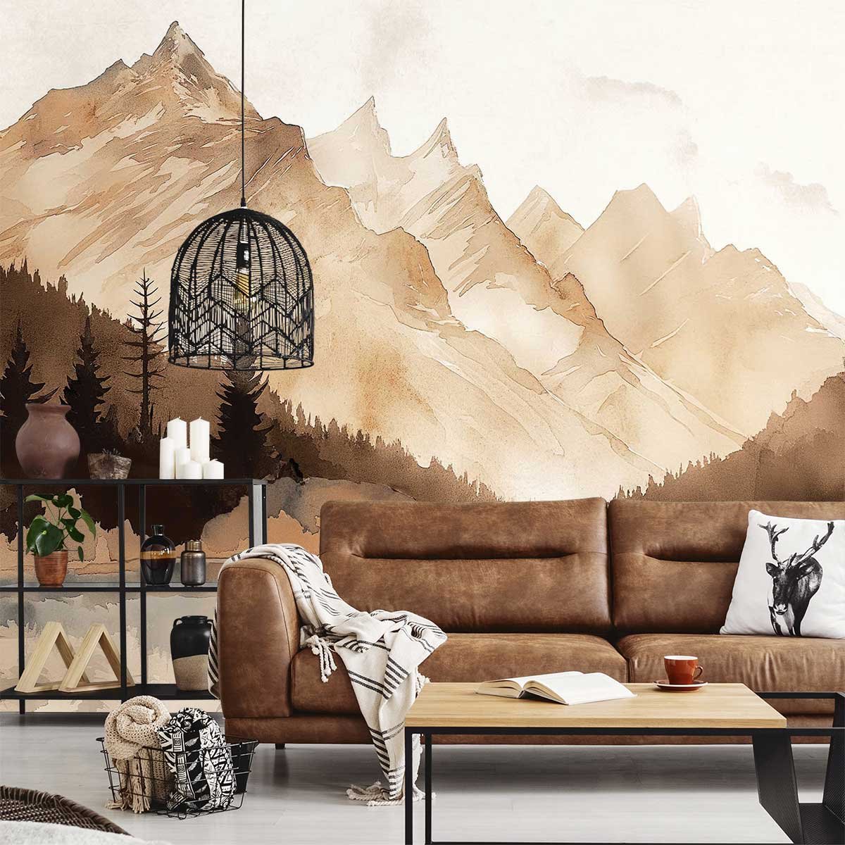 Papier peint montagne d'automne intissé, HEXOA