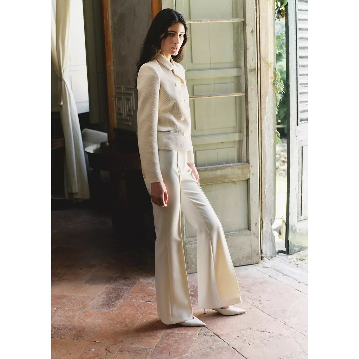Veste courte double boutonnage écru, MANGO