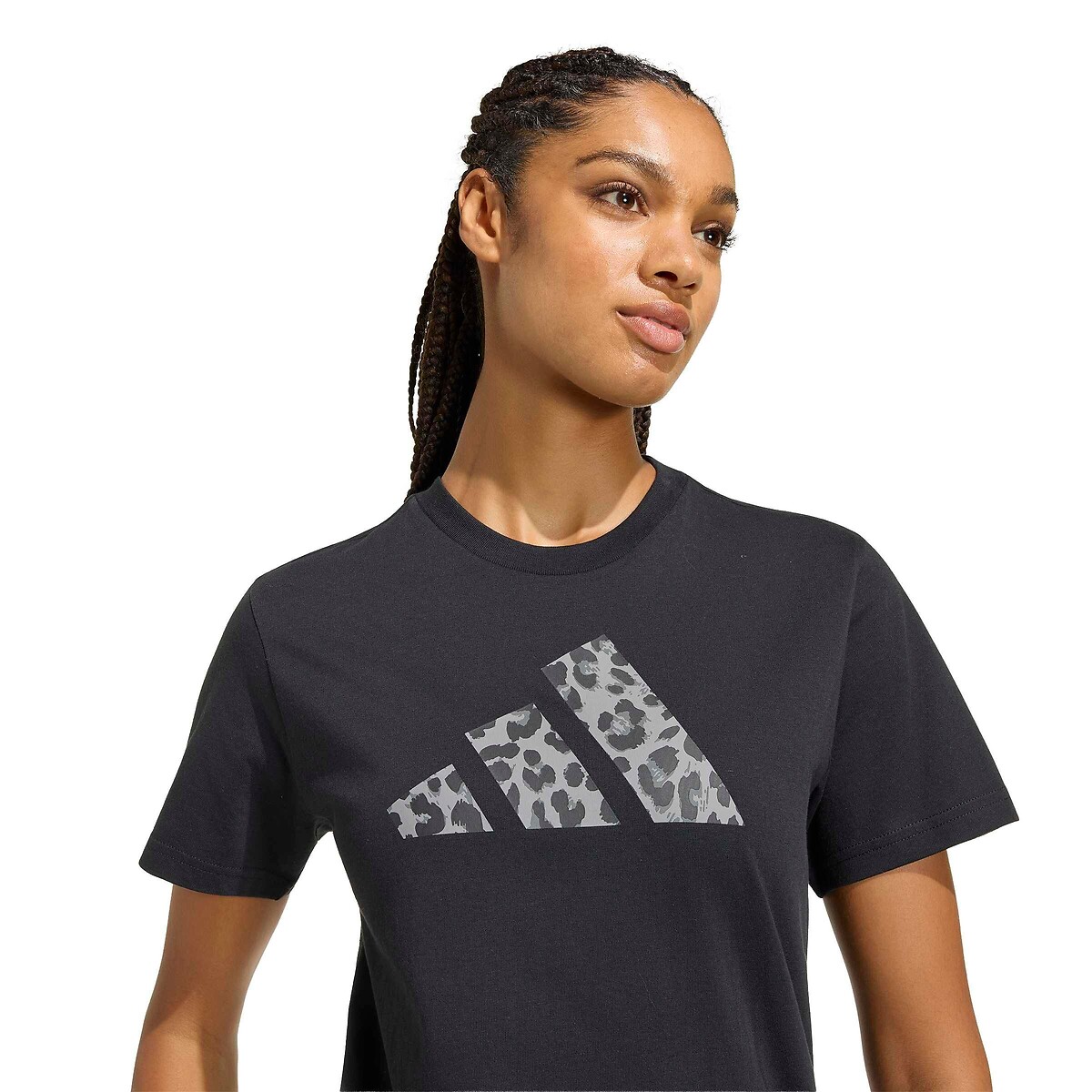 T-shirt manches courtes, logo imprimé léopard noir, ADIDAS SPORTSWEAR