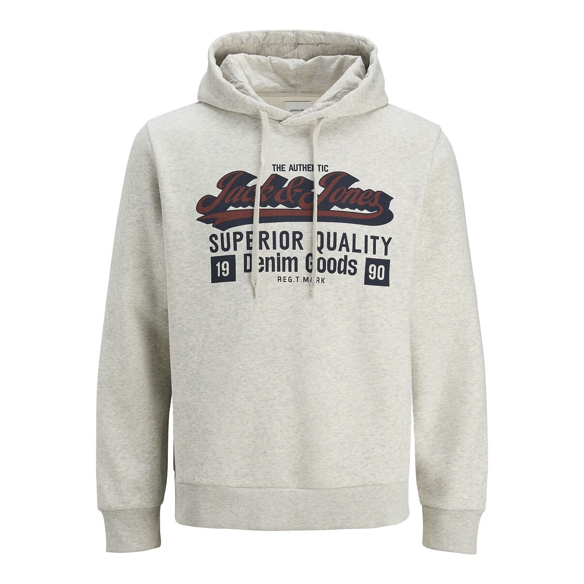 Felpa con cappuccio e logo beige, JACK & JONES