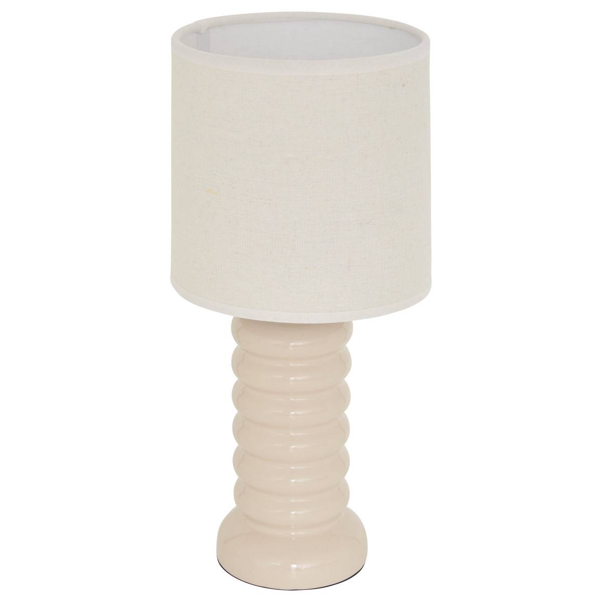 Lampe à poser en grès abat-jour en lin VINAS beige, ATMOSPHERA