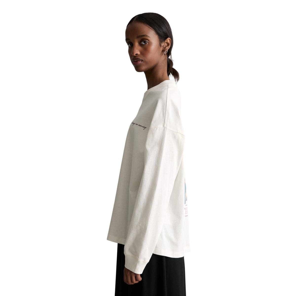 T-shirt long relaxed en jersey lourd blanc naturel, MARC O’POLO DENIM