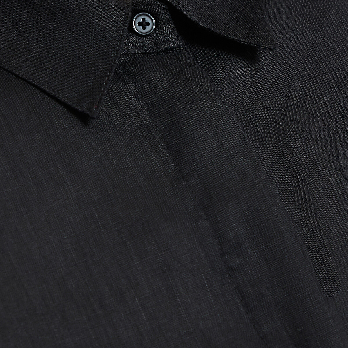 Robe-chemise droite, en lin, longue, manches longues noir, LA REDOUTE COLLECTIONS