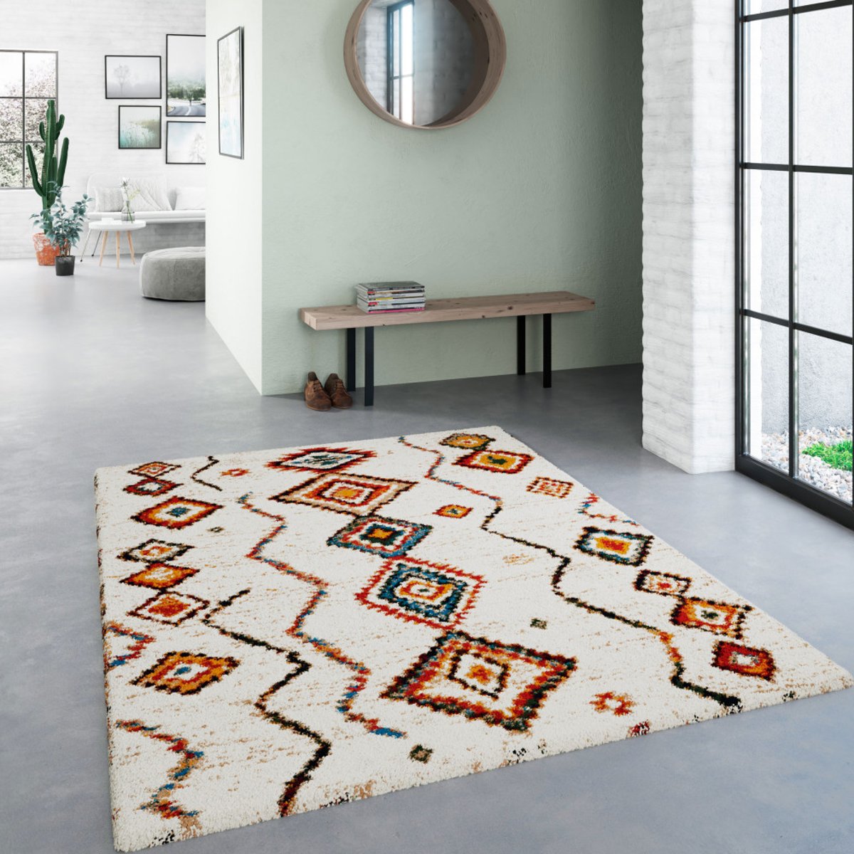 Tapis d'inspiration berbère à motif ethnique- ZAZY multicolore, DRAWER