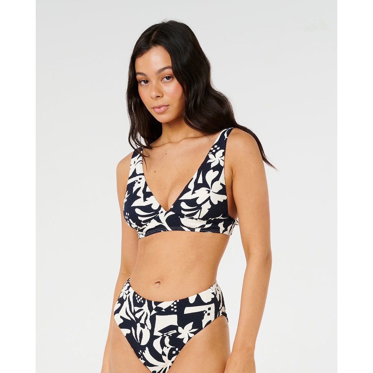 Haut de maillot de bain Deep V Topanga Geo noir, RIP CURL