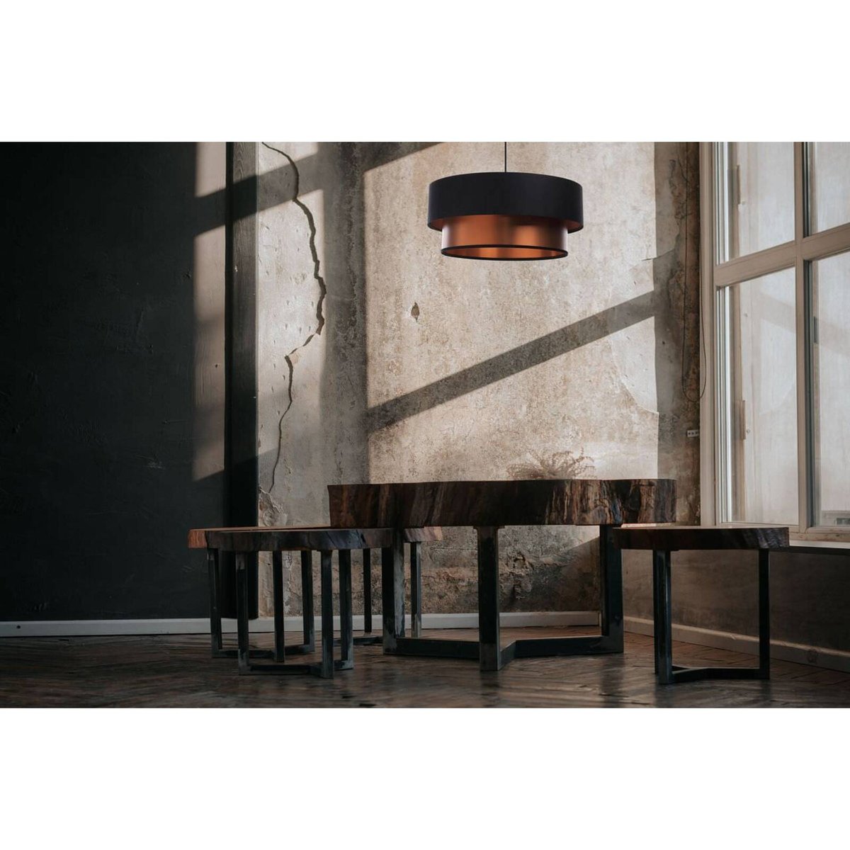 Suspension en tissu, DUO ÉLÉGANT satin noir intérieur cuivré satiné, BPS KONCEPT
