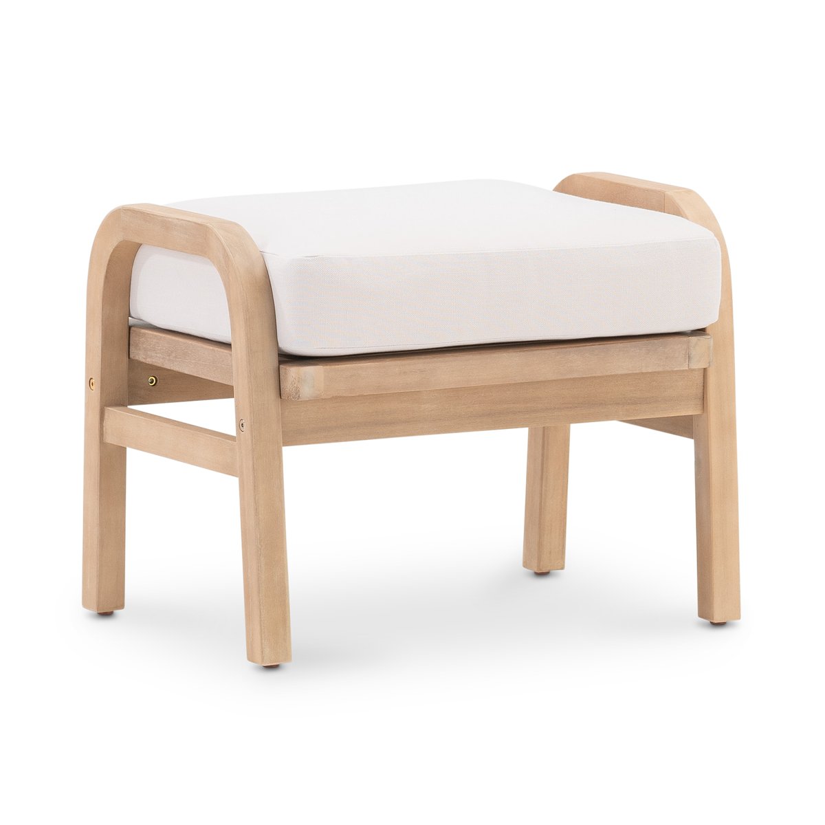 Repose-pied en bois, SIENA bois clair, coussin et corde beige, DEFORA HOME