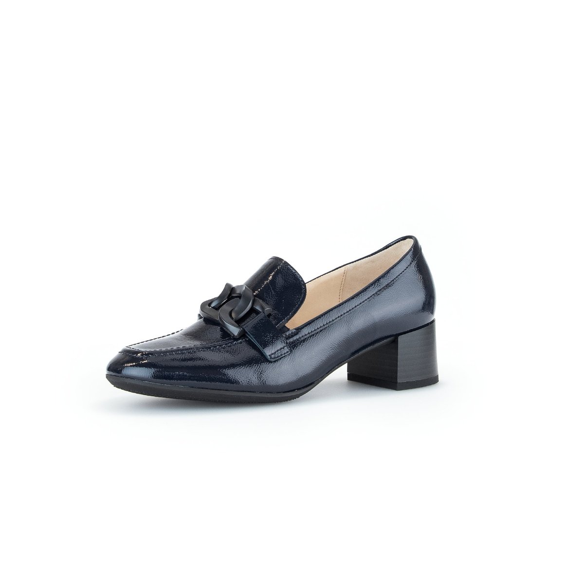Mocassins en vernis à talon décroché block marine, GABOR