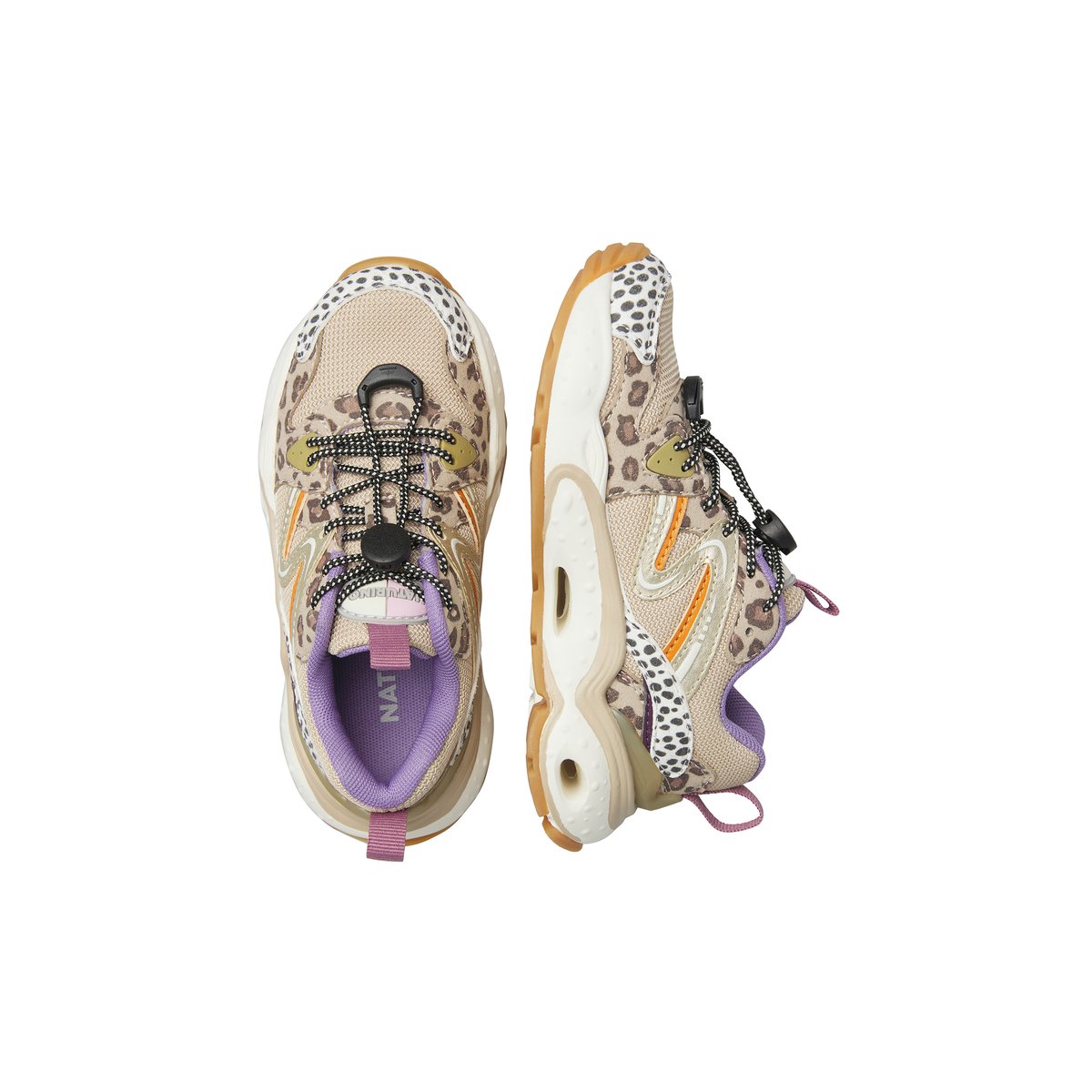 Sneakers en écopelle et tissu FLYNER. blanc-noir-beige, NATURINO