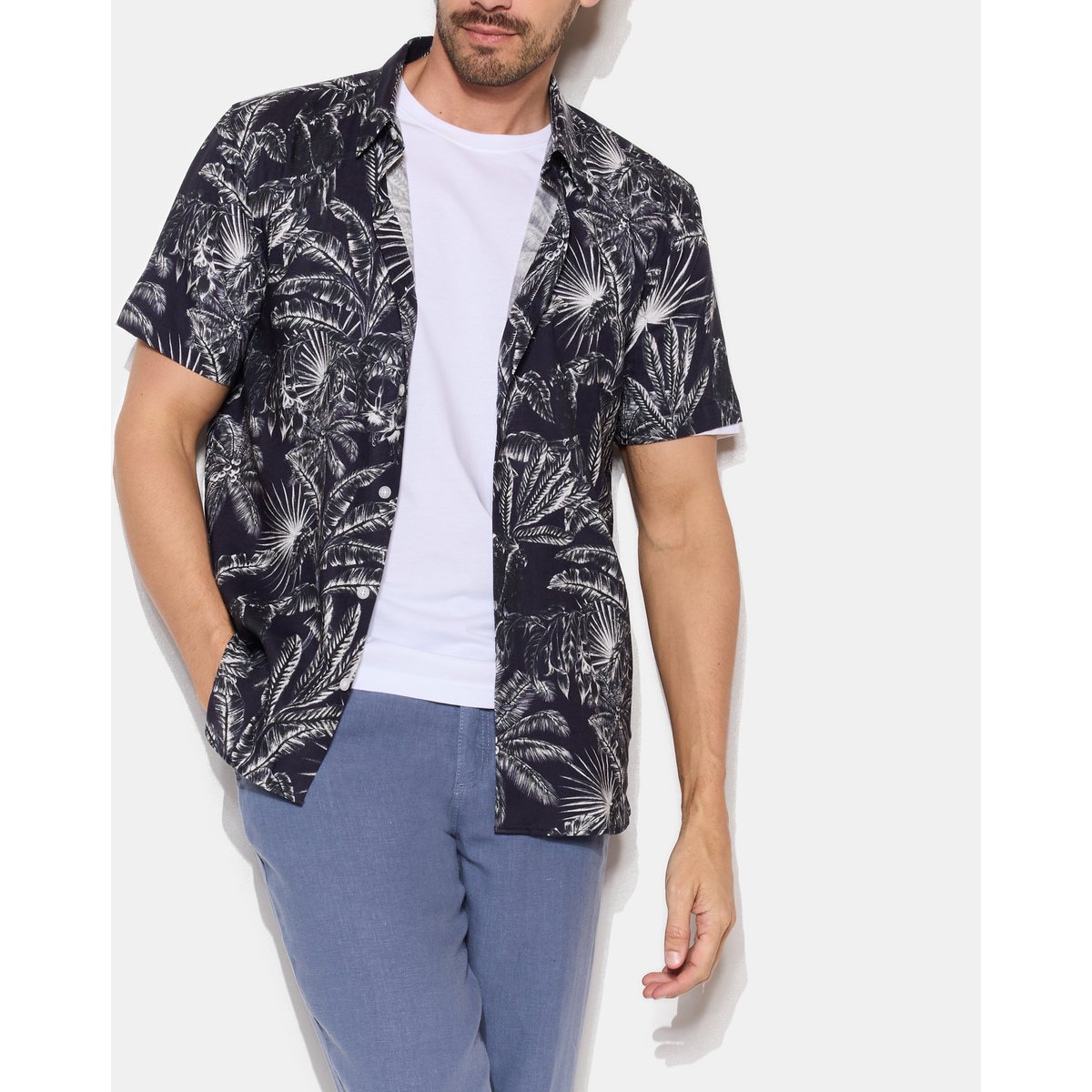 Chemise en lin DOMINO bleu marine, CHEVIGNON