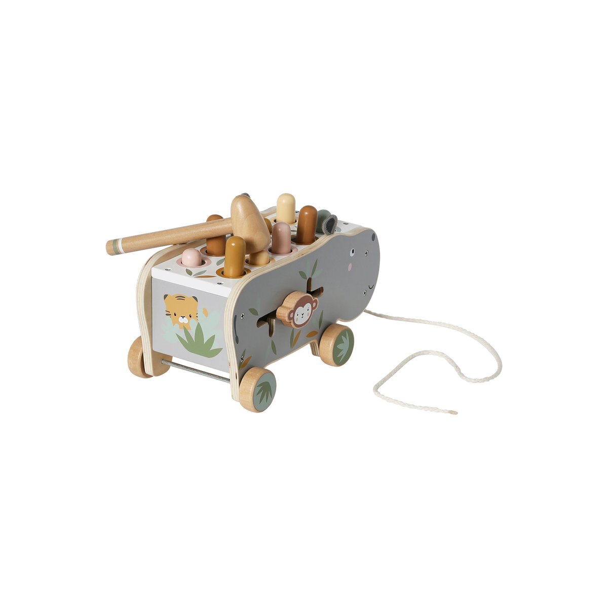 Hippopotame à tirer en bois FSC® gris, VERTBAUDET