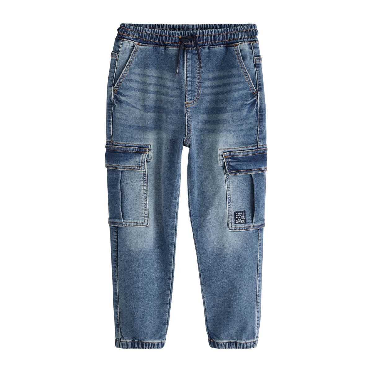 Jean cargo à taille élastique, lot de 2 gris/bleu, NEXT