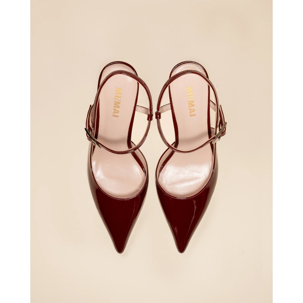 Escarpins à bride en cuir verni EMY bordeaux, MI MAI