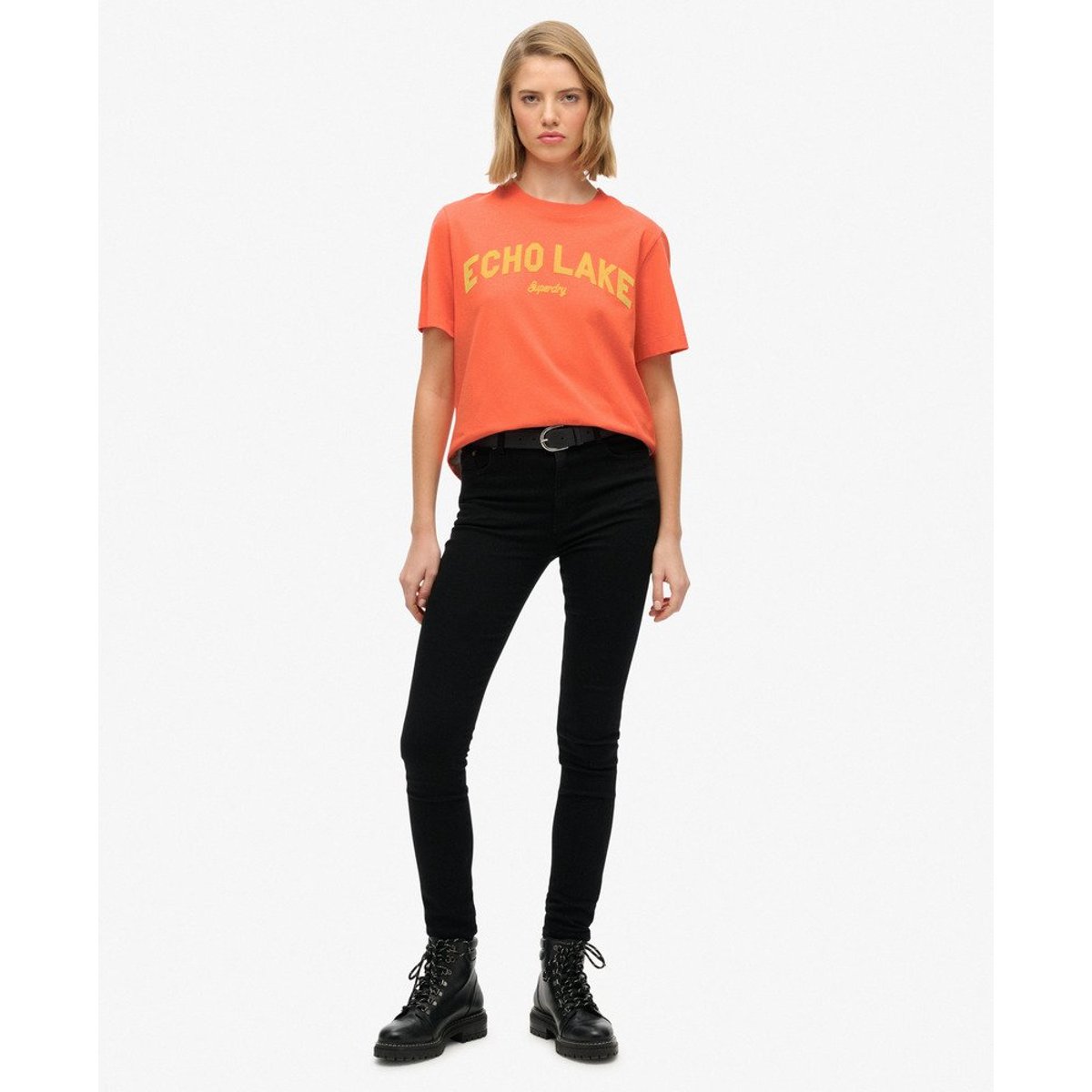 T-shirt ample et droit Outdoor Location corail chaud, SUPERDRY