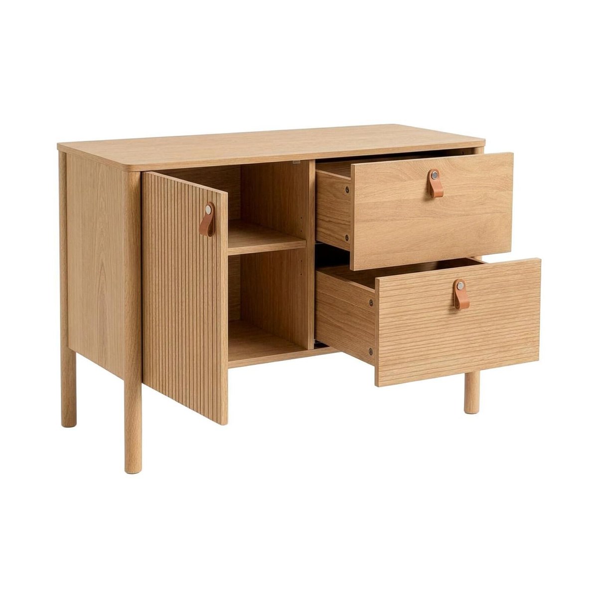 Meuble chêne 80cm sur pieds, vasque, robinet et miroir ovale JOY chêne, MOB IN