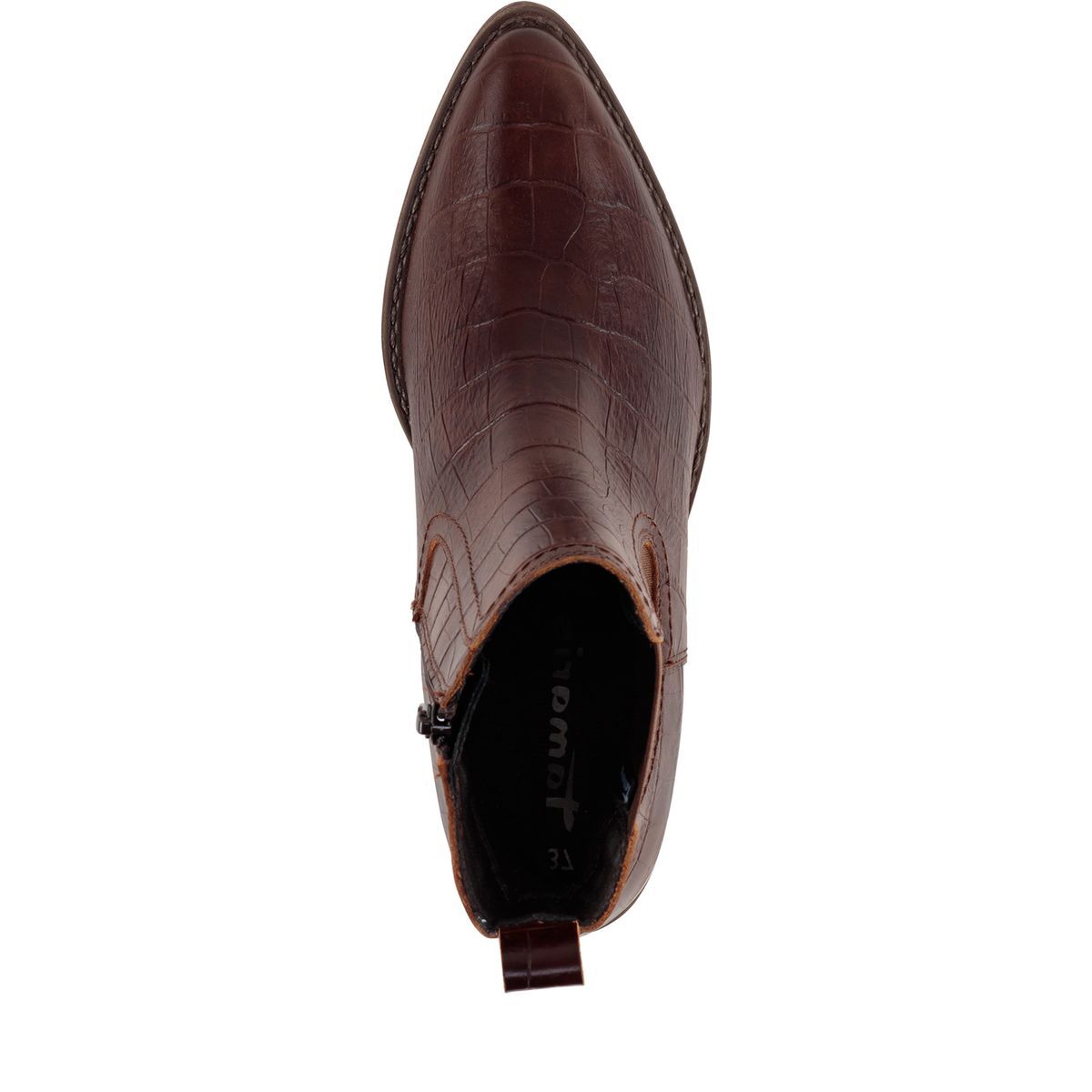 Bottine Chelsea en cuir marron taupe fauve combiné, TAMARIS