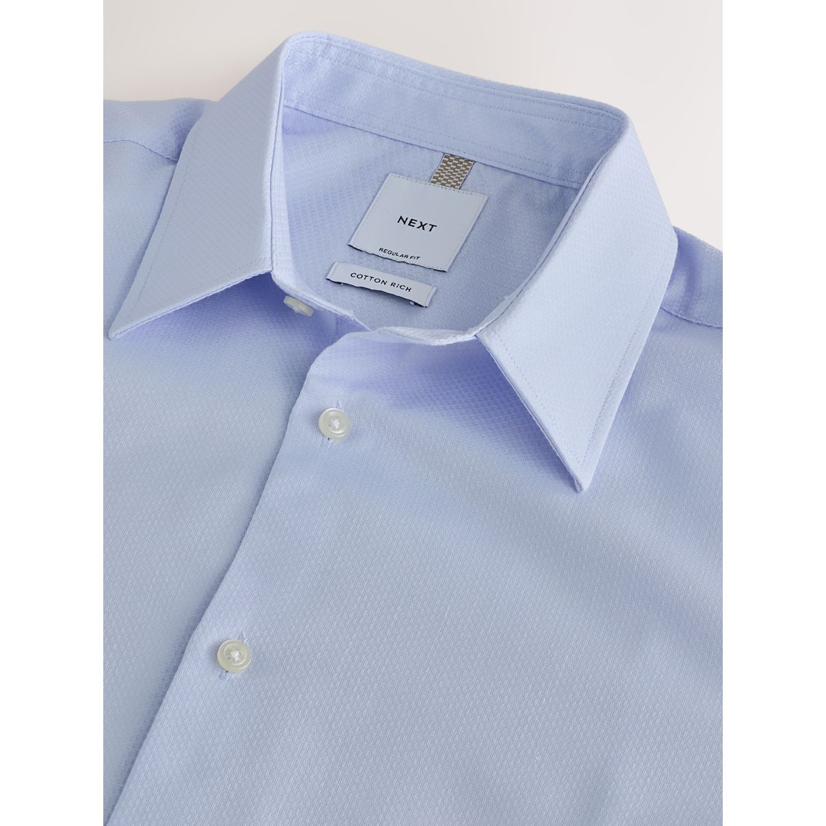Chemise habillée texturée en coton bleu clair, NEXT