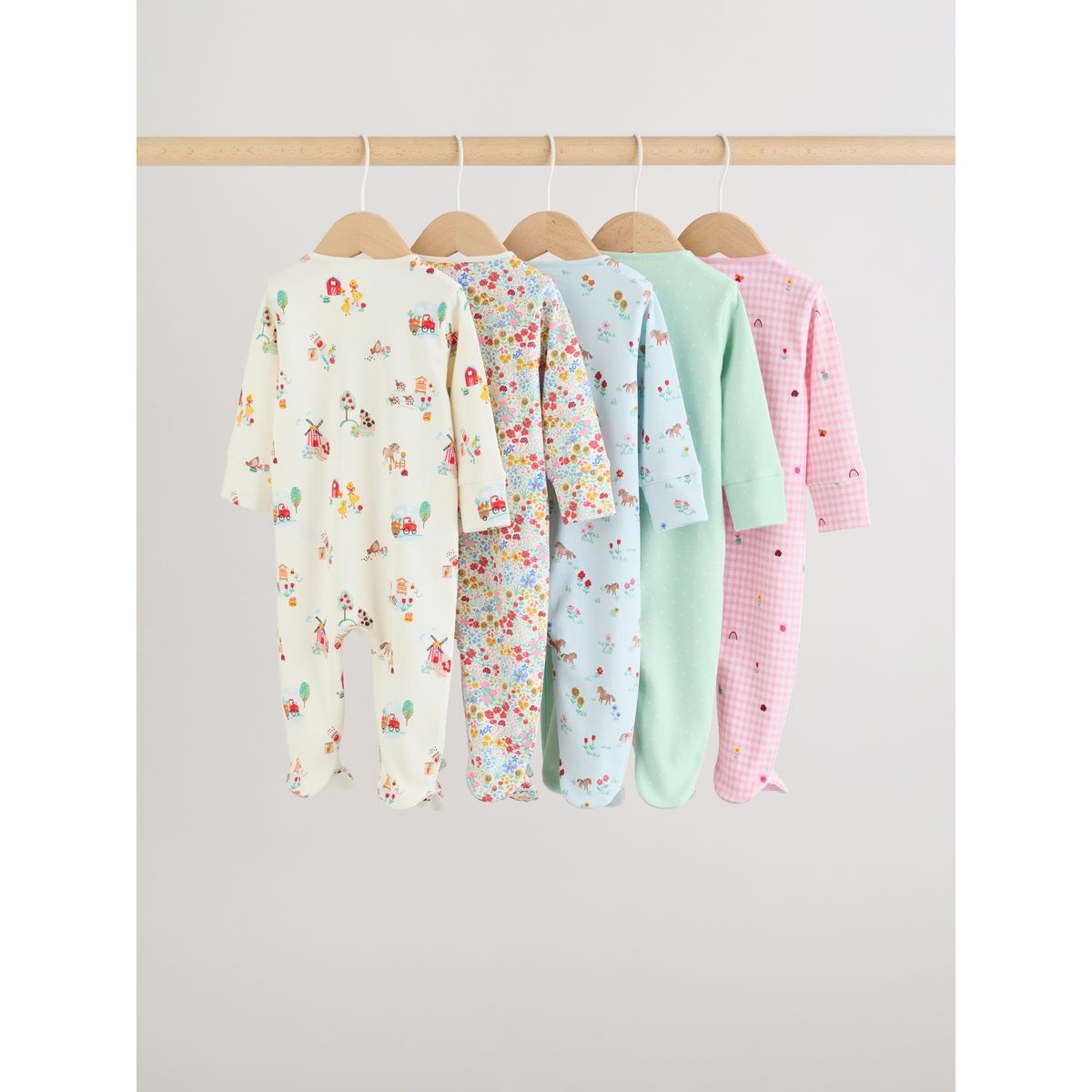 Dors-bien à zip double sens bébé, lot de 5 rose/vert, NEXT