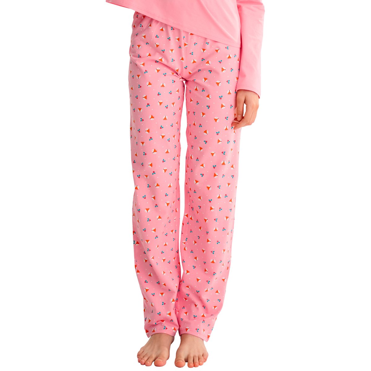 Pyjama pantalon droit top M.longues FOXY rose, LISCA