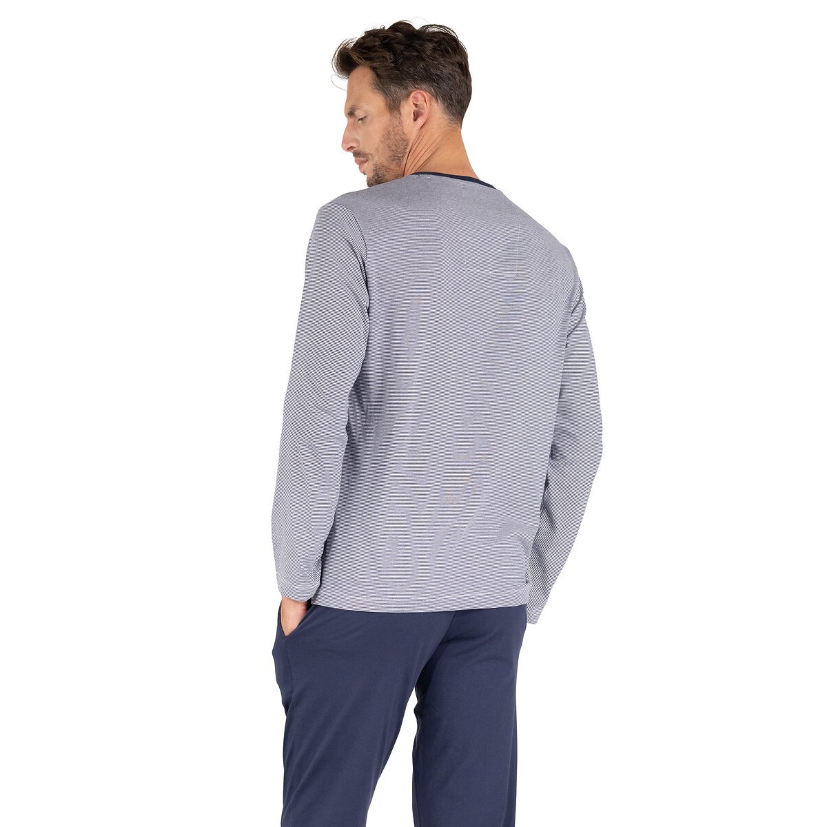 Pyjama col V, haut rayé bleu marine, EMINENCE
