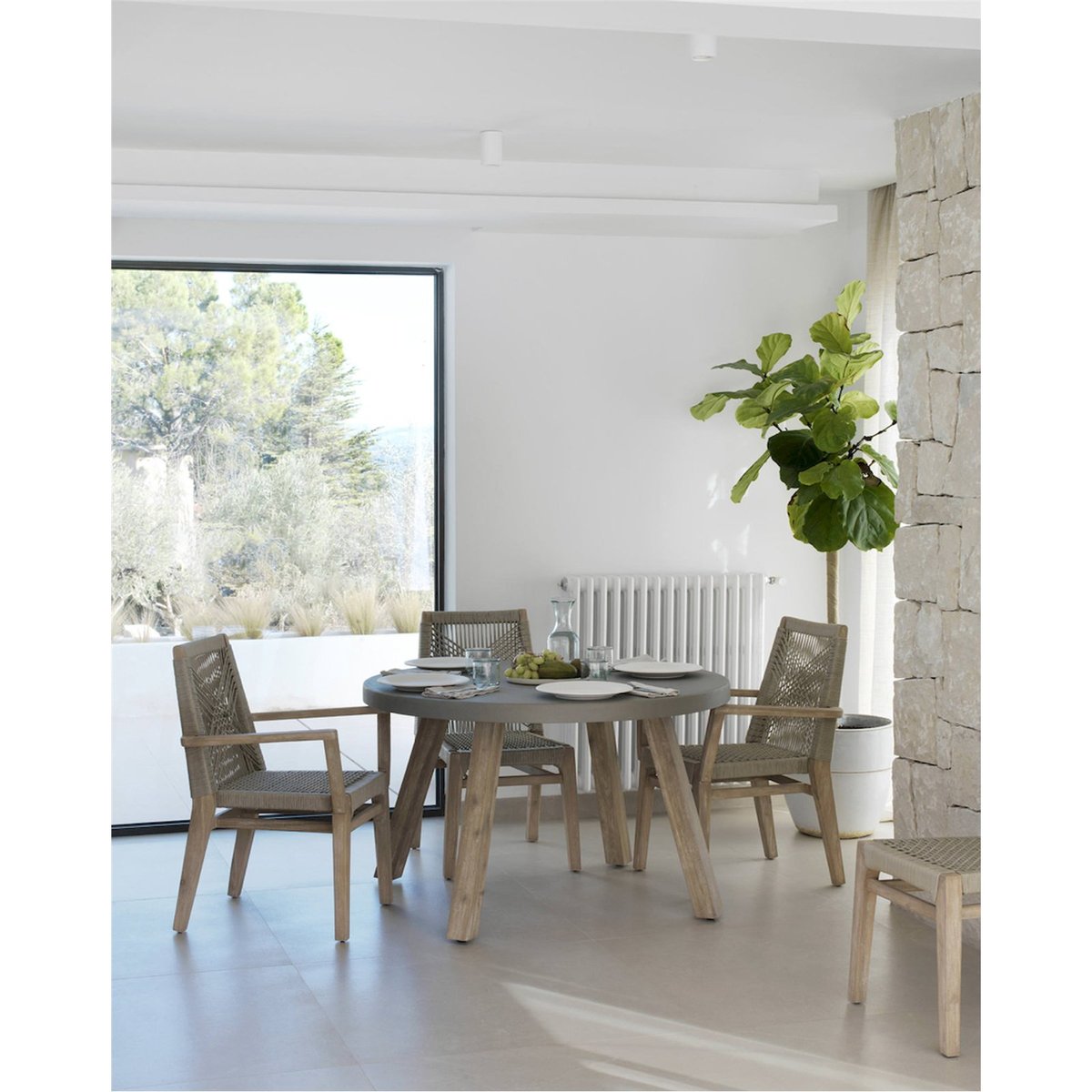 Chaise en acacia et corde (lot de 4) bois naturel et corde taupe, RECOLLECTION