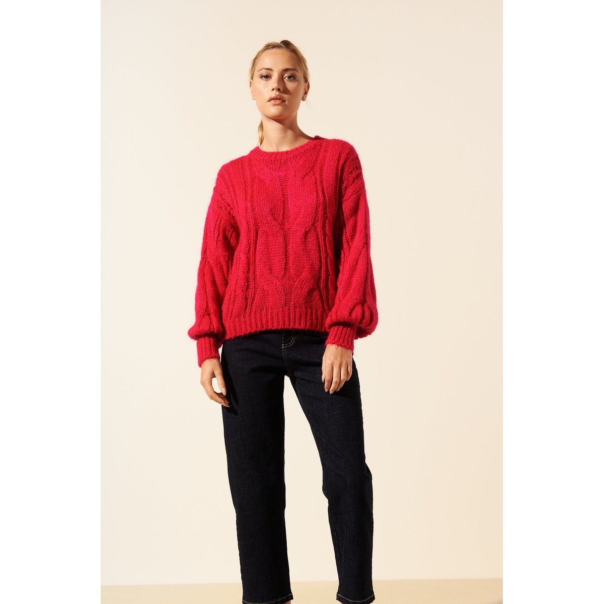 Pull maille ENIS rose fushia, BENOA