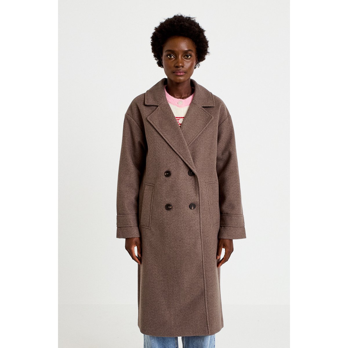 Manteau oversize manches longues taupe, CACHE CACHE