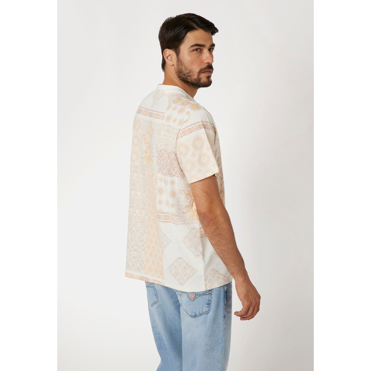 T-Shirt Imprimé All-Over beige multi, GUESS