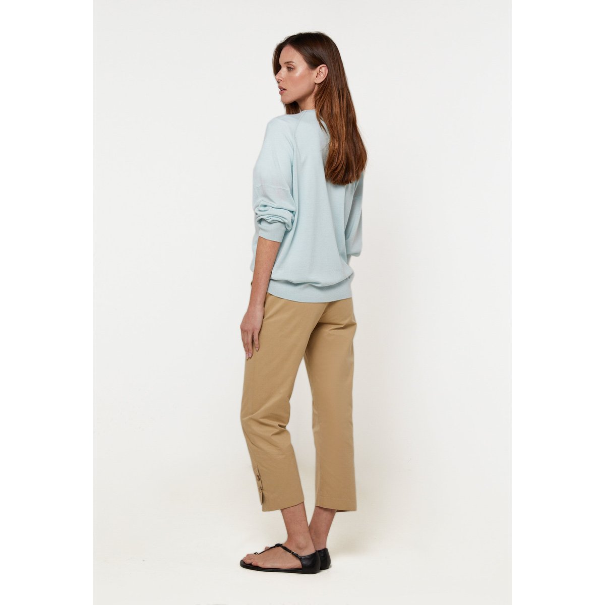 Pull col V oversize en laine turquoise clair, RODIER