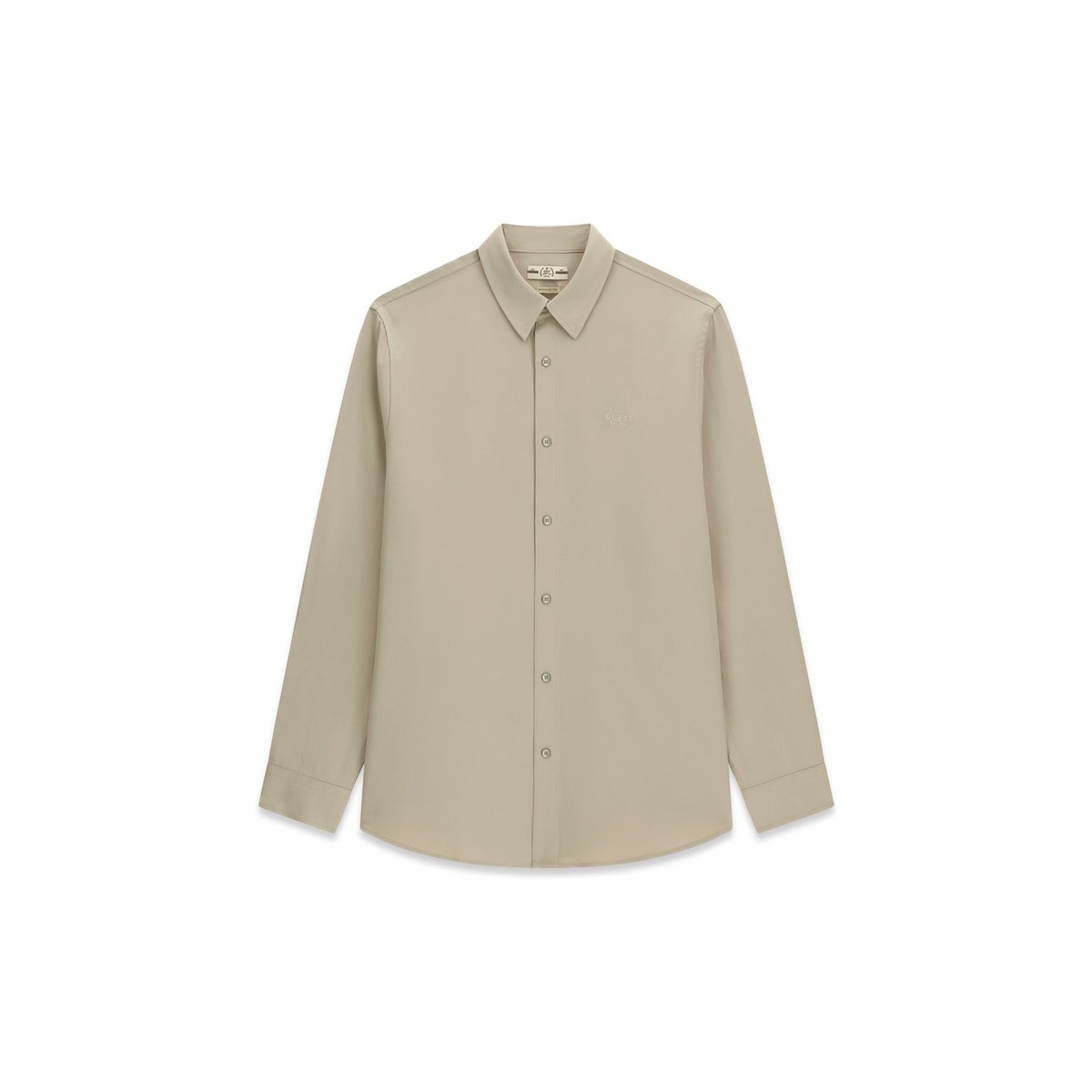 Chemise Avec Logo Brodé beige, GUESS