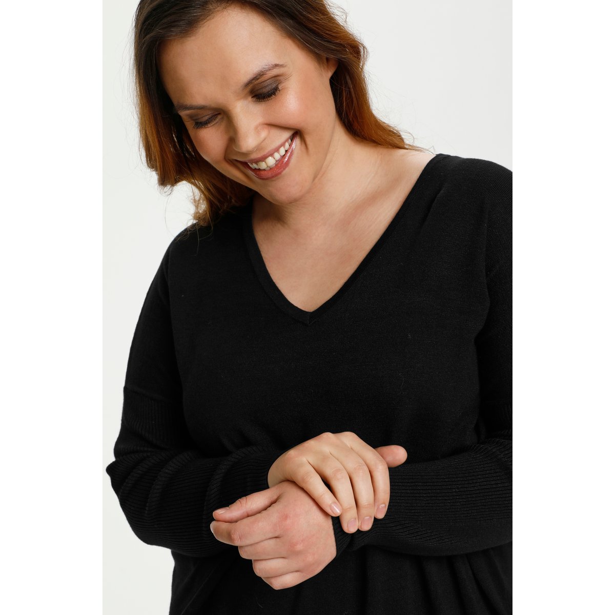 Pullover tricoté noir black deep, KAFFE CURVE