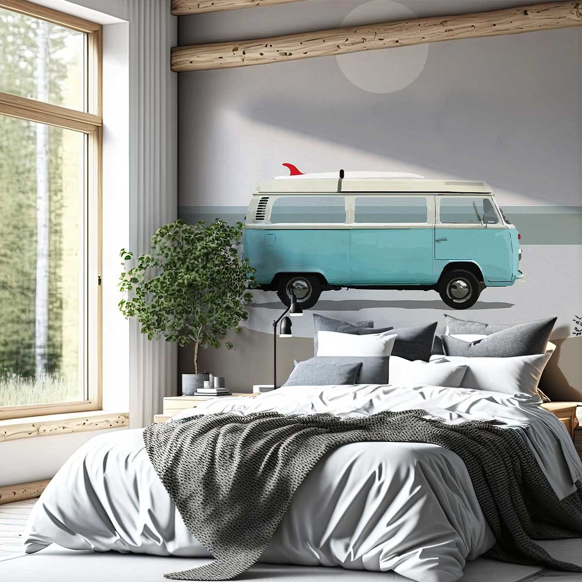 Papier peint combi bleu intissé, HEXOA