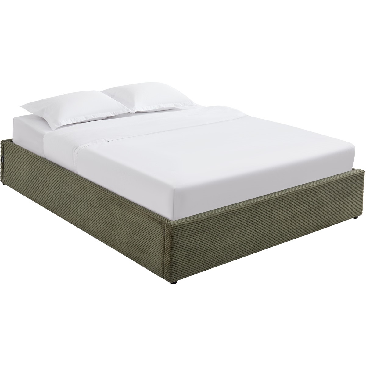 Lit coffre en velours côtelé - HANDY vert, HOMIFAB