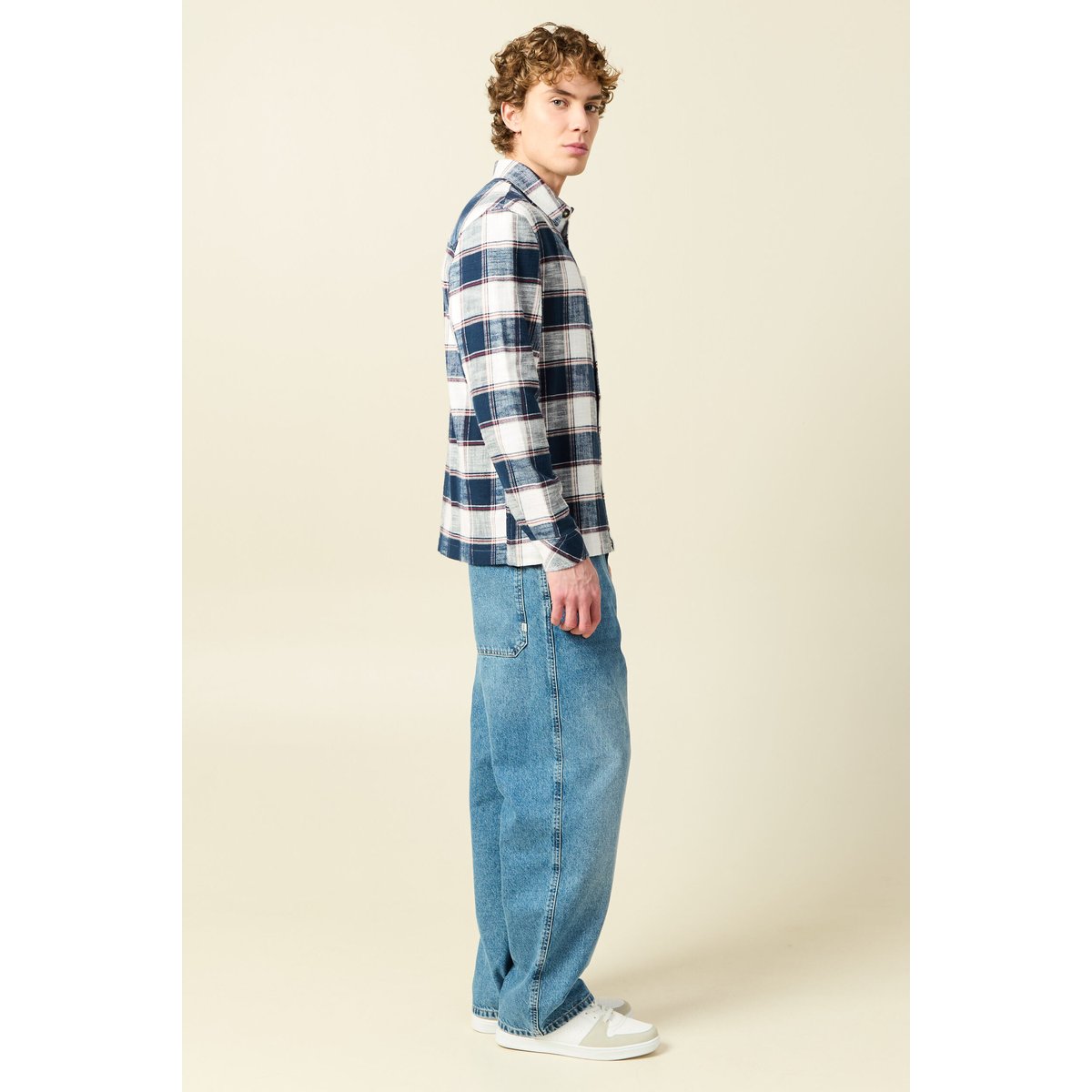 Surchemise en coton manches longues bleu marine, BONOBO