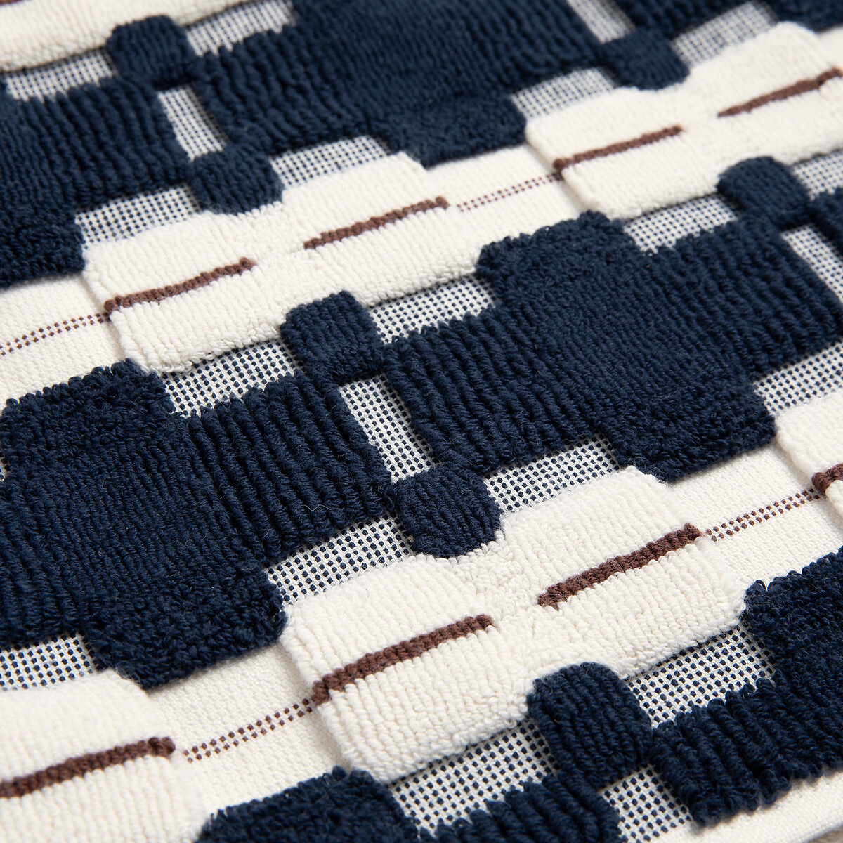 Tapis de bain éponge jacquard, Meiri bleu + écru, LA REDOUTE INTERIEURS