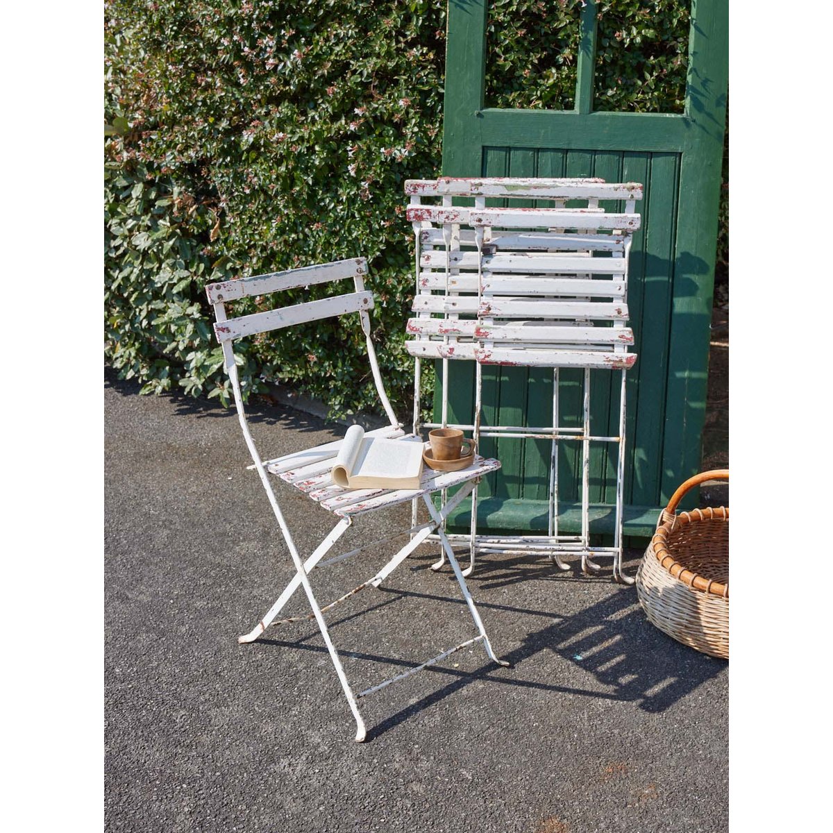 Lot de 4 chaises pliantes vintage Claude N°1441 - Bon état blanc, DEBONGOUT