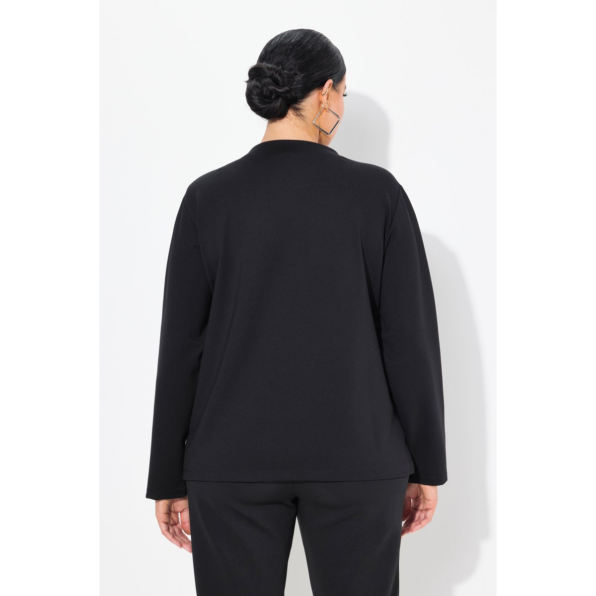 Sweat-shirt à manches longues et col montant noir, ULLA POPKEN
