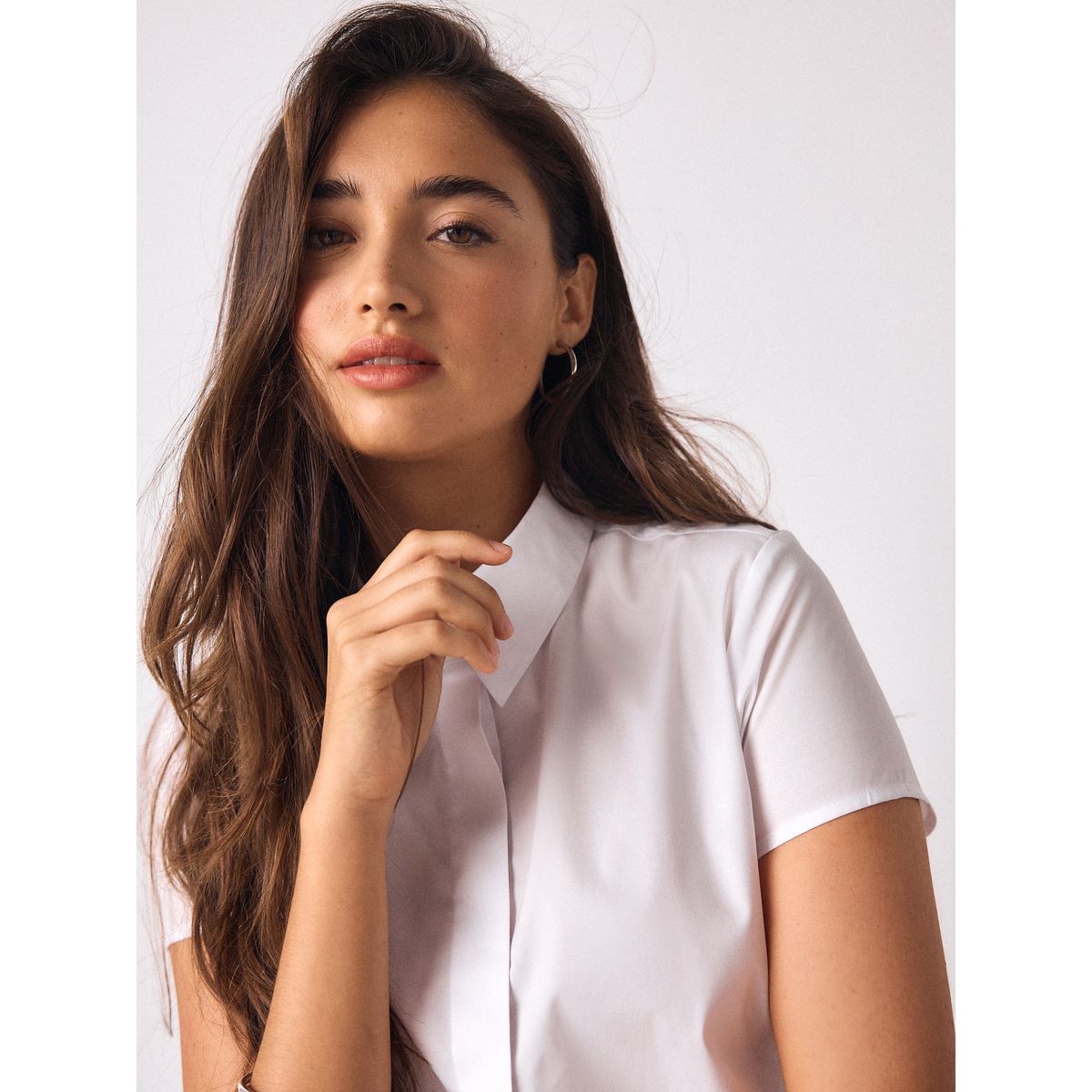 Chemise stretch ajustée à manches courtes blanc, NEXT