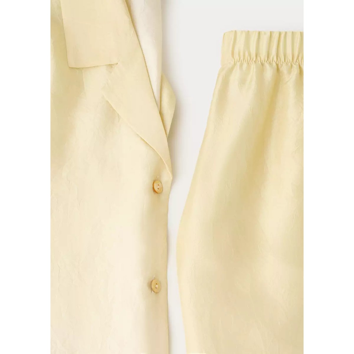 Pantalon soie dégradé jaune pastel, MANGO