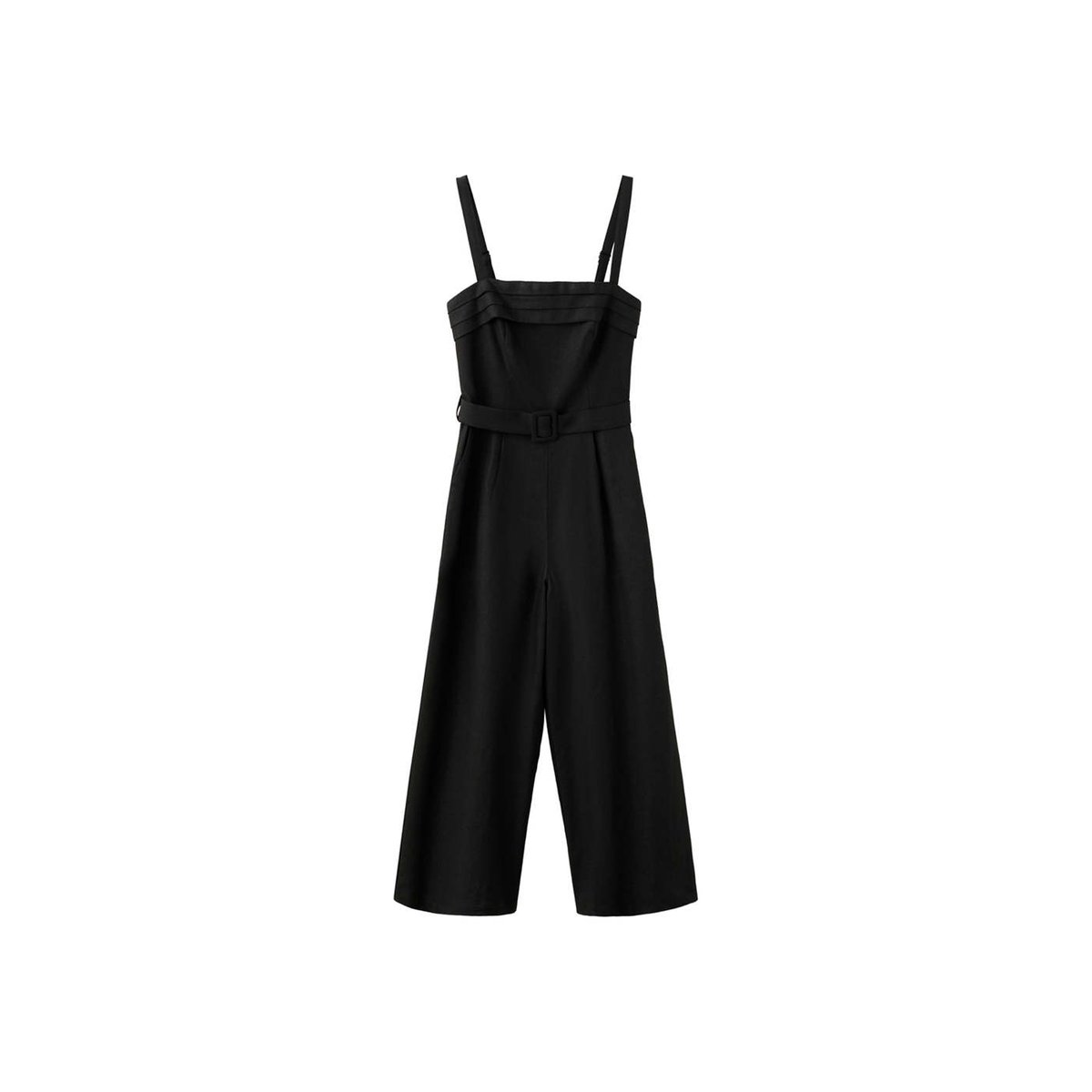 Combinaison lin ceinture noir, MANGO
