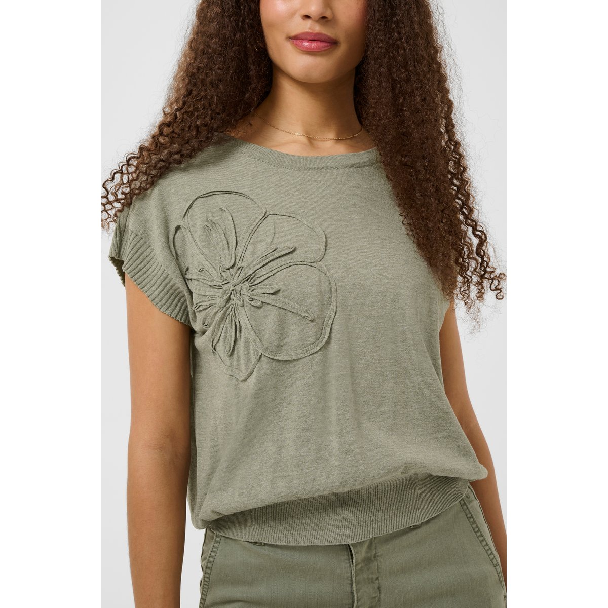 Manteau tricoté mulled basil melange, CREAM