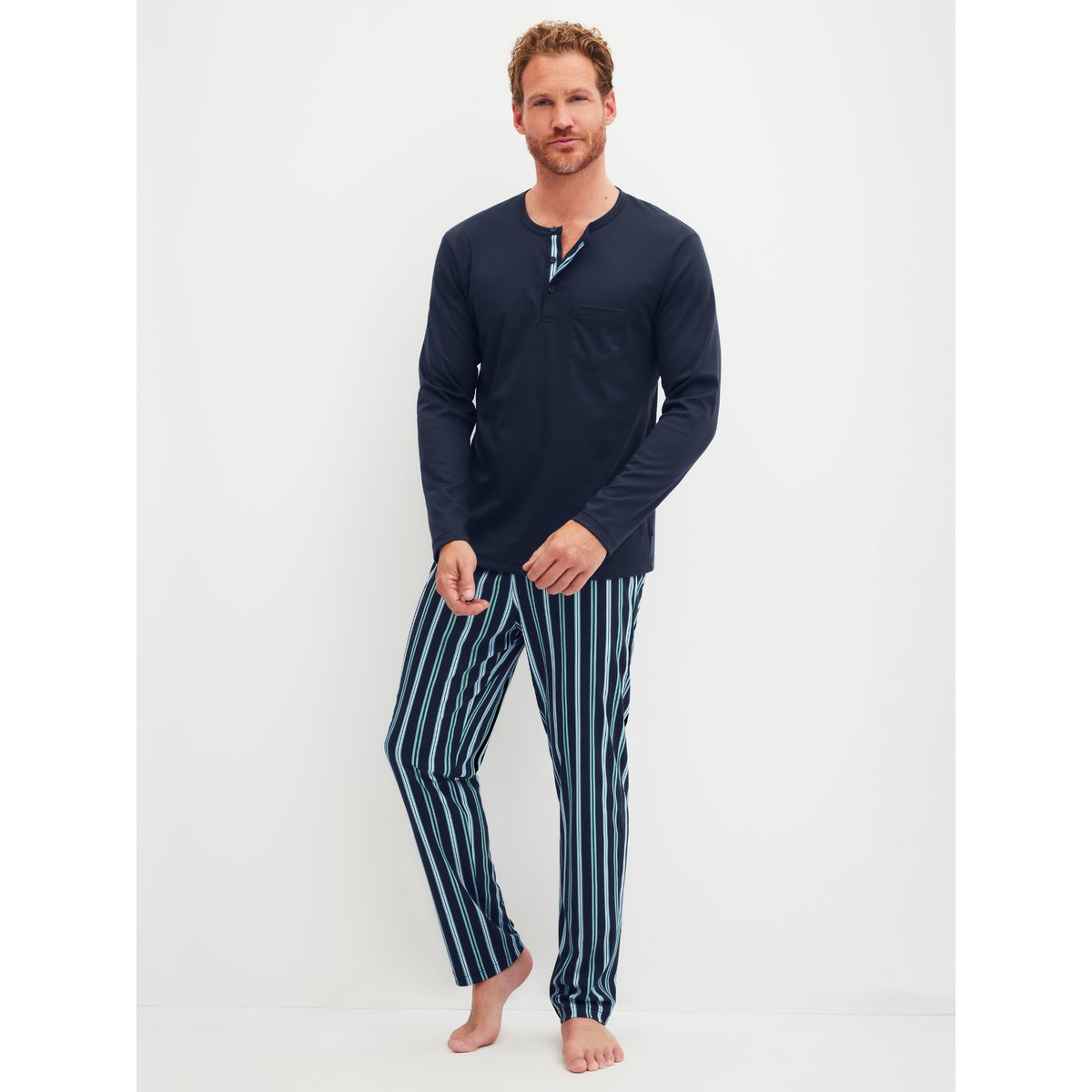 Pyjama manches longues Coton RELAX CHOICE saphir bleu, CALIDA