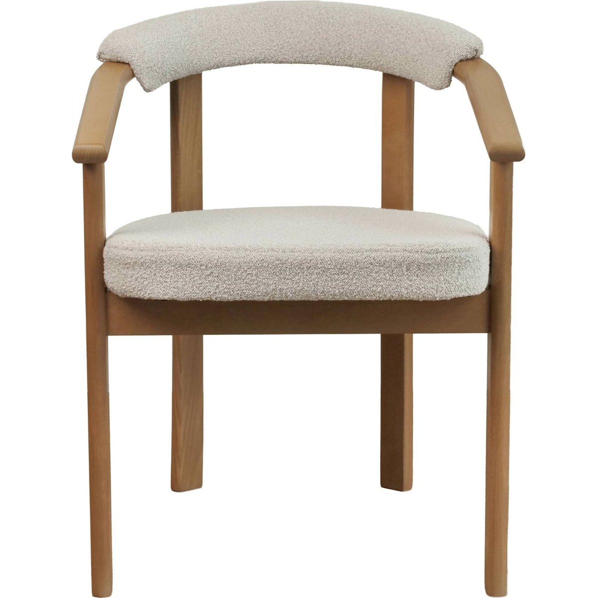 Chaise repas bois et bouclette FINGLY chêne et beige bouclé, RECOLLECTION