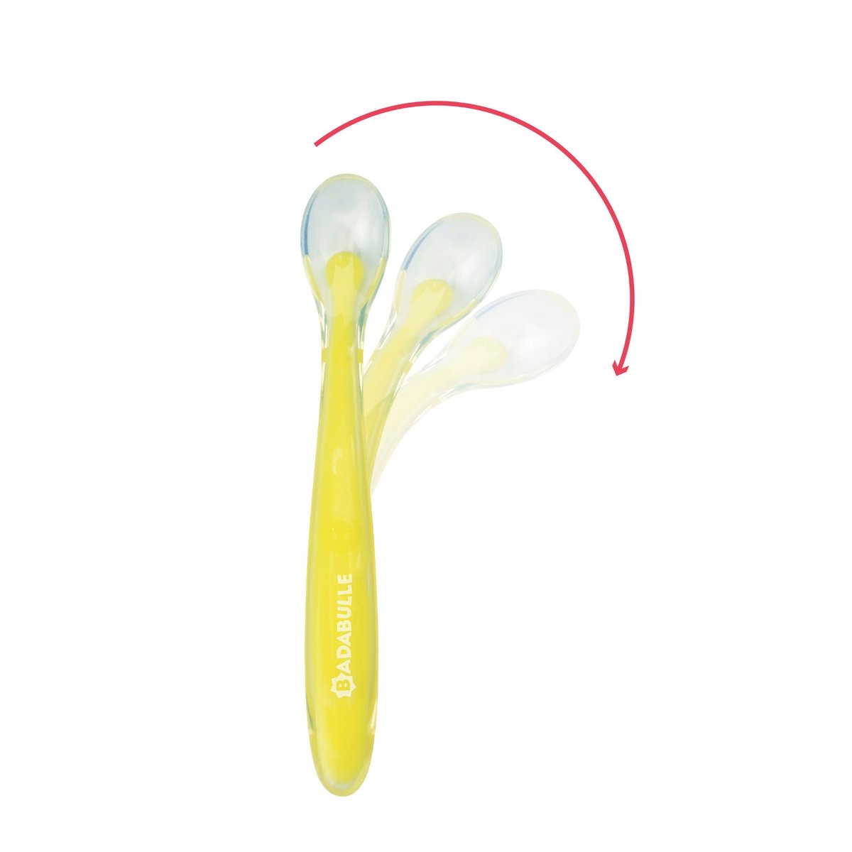Cuillères bébé silicone pour premiers repas transparent, BADABULLE
